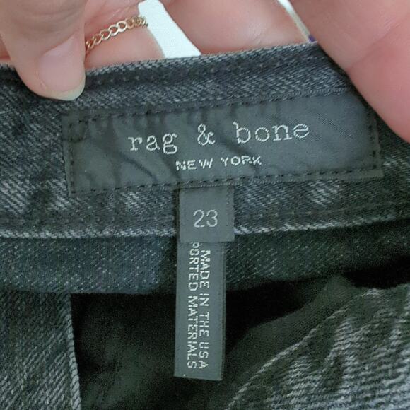 rag & bone Women's Jeans Size 23 Black Red Vinyl Side Striped High Waist Pants - Picture 7 of 12